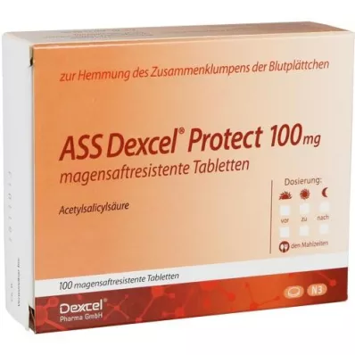 ASS Dexcel Protect 100 mg enterinėmis plėvele dengtos tabletės, 100 vnt