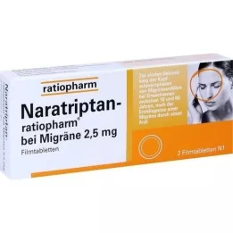 NARATRIPTAN-ratiopharm migrenai gydyti plėvele dengtos tabletės, 2 vnt