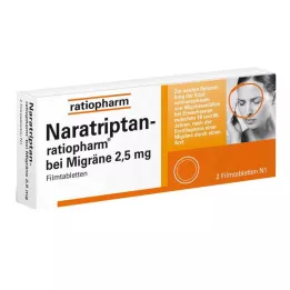 NARATRIPTAN-ratiopharm migrenai gydyti plėvele dengtos tabletės, 2 vnt