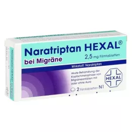 NARATRIPTAN HEXAL migrenai gydyti 2,5 mg plėvele dengtos tabletės, 2 vnt