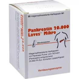 PANKREATIN 20.000 Laves Mikro skrandžio sulčių kietosios kapsulės, 50 vnt