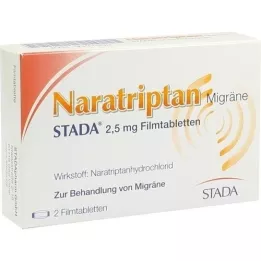 NARATRIPTAN Migrena STADA 2,5 mg plėvele dengtos tabletės, 2 vnt