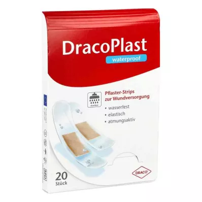 DRACOPLAST Vandeniui atsparaus tinko juostelės, asorti, 20 vnt DRACOPLAST Vandeniui atsparaus tinko juostelės, asorti, 20 vnt