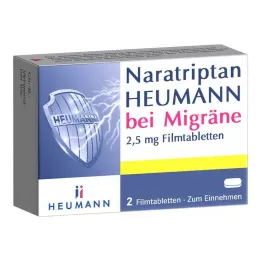 Naratriptanas HEUMANN nuo migrenos 2,5 mg plėvele dengtos tabletės, 2 vnt