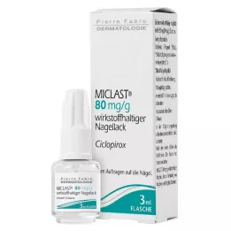MICLAST 80 mg/g nagų lako, kurio sudėtyje yra veikliosios medžiagos, 3 ml