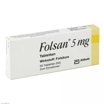 Folsan 5 mg tabletės, 50 vnt Folsan 5 mg tabletės, 50 vnt