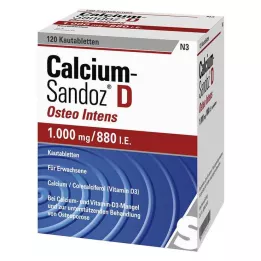 CALCIUM SANDOZ D Osteo intens kramtomosios tabletės, 120 kapsulių