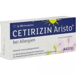 CETIRIZIN Aristo nuo alergijos 10 mg plėvele dengtos tabletės, 20 vnt