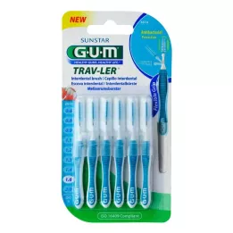 GUM TRAV-LER 1,6 mm egliniai mėlyni tarpdantiniai + 6 dangteliai, 6 vnt