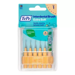 TEPE Tarpdančių šepetėlis x-soft 0,45 mm ISO 1 oranžinis, 6 vnt