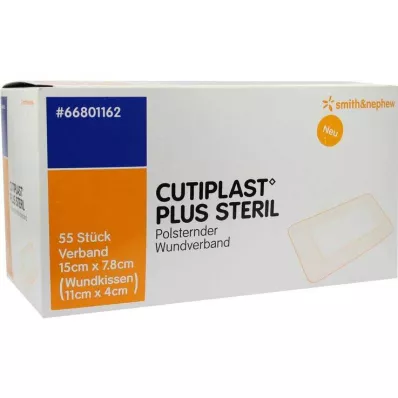 Cutiplast Plus sterilus 7,8x15 cm tvarstis, 55 vnt