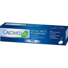 CALCIMED D3 600 mg/400 I.U. putojančios tabletės, 20 vnt