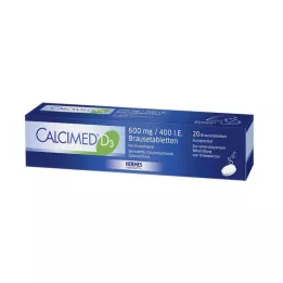CALCIMED D3 600 mg/400 I.U. putojančios tabletės, 20 vnt
