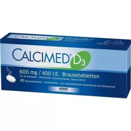 CALCIMED D3 600 mg/400 I.U. šnypščiančios tabletės, 40 vnt
