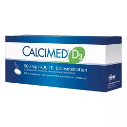 CALCIMED D3 600 mg/400 I.U. šnypščiančios tabletės, 40 vnt