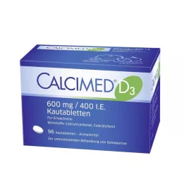 CALCIMED D3 600 mg/400 TV kramtomosios tabletės, 96 vnt