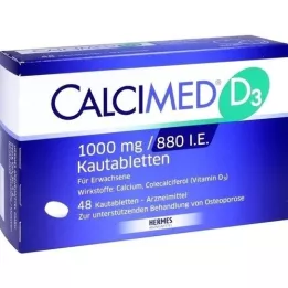 CALCIMED D3 1000 mg/880 TV kramtomosios tabletės, 48 kapsulės