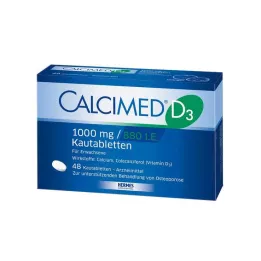 CALCIMED D3 1000 mg/880 TV kramtomosios tabletės, 48 kapsulės