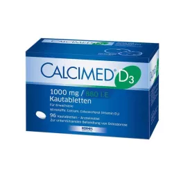 CALCIMED D3 1000 mg/880 TV kramtomosios tabletės, 96 vnt