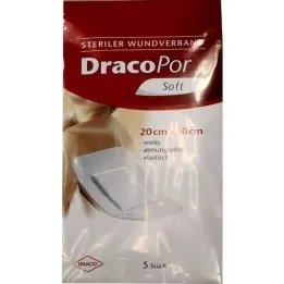 DRACOPOR Žaizdos tvarstis 10x20 cm sterilus, 5 vnt