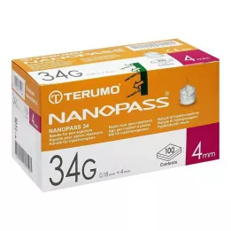 TERUMO NANOPASS 34 Plunksninė adata 34 G 0,18x4 mm, 100 vnt