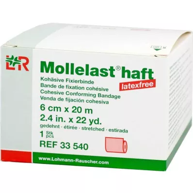 Mollelast klijai be latekso 6cmx20m ištempti raudoni, 1 vnt