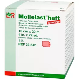 MOLLELAST lipnūs tvarsčiai be latekso 10 cmx20 m raudoni, 1 vnt