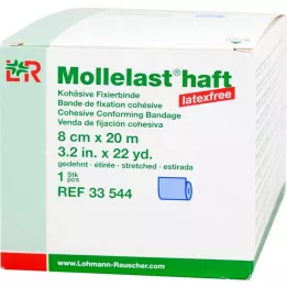 MOLLELAST lipnūs tvarsčiai be latekso, 8 cmx20 m, mėlyni, 1 vnt