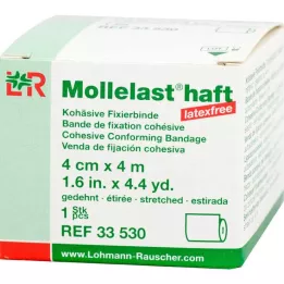 MOLLELAST lipnūs tvarsčiai be latekso 4 cmx4 m balti, 1 vnt