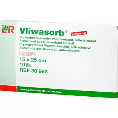 Vliwasorb lipnus superabsorbentas kompresas didelio sugeriamumo 15x25 cm, 10 vnt Vliwasorb lipnus superabsorbentas kompresas didelio sugeriamumo 15x25 cm, 10 vnt