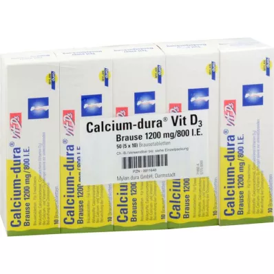 CALCIUM DURA Vit D3 šnypščiantis 1200 mg/800 I.U., 50 vnt