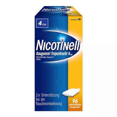 NICOTINELL Kramtomoji guma 4 mg tropinių vaisių, 96 vnt
