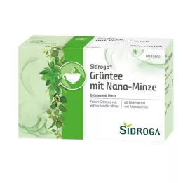 SIDROGA Sveikatingumo žalioji arbata su Nana mėtų filtru, 20X1,5 g
