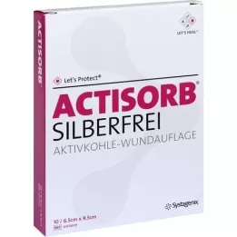 ACTISORB SILBERFREI 6,5x9,5 cm aktyvuota medžio anglis, 10 vnt