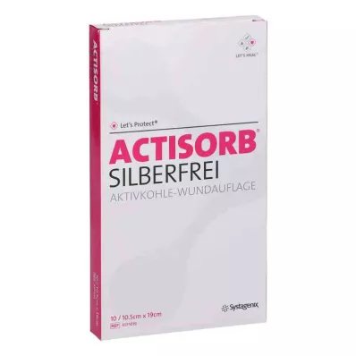 ACTISORB SILBERFREI 10,5x19 cm aktyvuota medžio anglis, 10 vnt