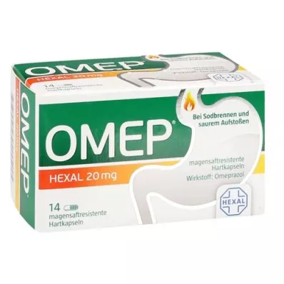 OMEP HEXAL 20 mg skrandžiui atsparios kietosios kapsulės, 14 vnt