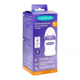 LANSINOH 160 ml buteliukas plačiu kakleliu su čiulptuku S, 1 vnt