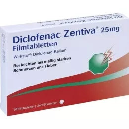 DICLOFENAC Zentiva 25 mg plėvele dengtos tabletės, 20 vnt