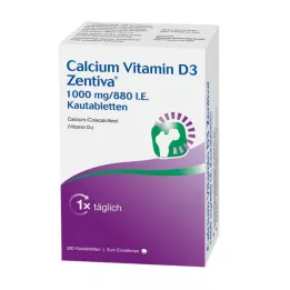 CALCIUM VITAMIN D3 Zentiva 1000 mg/880 I.U. kramtomosios tabletės, 100 vnt