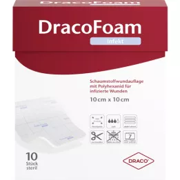 DRACOFOAM Infect Foam Wound Dressing 10x10 cm, 10 vnt