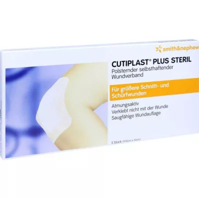 Cutiplast Plus sterilus 10x19,8 cm tvarstis, 5 vnt
