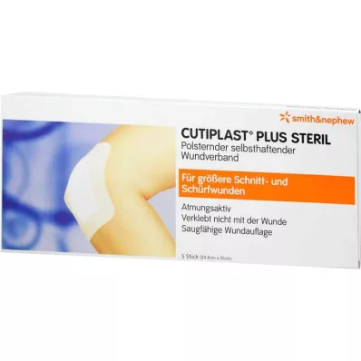 Cutiplast Plus sterilus 10x24,8 cm tvarstis, 5 vnt