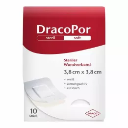DRACOPOR Sterilus 3,8x3,8 cm žaizdos tvarstis, 10 vnt
