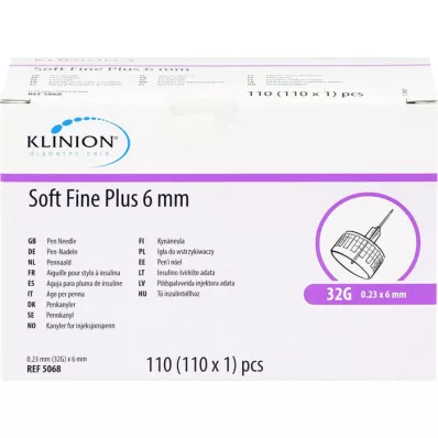 SOFT FINE plius kaniulės 6 mm 31 G 0,25 mm, 110 vnt