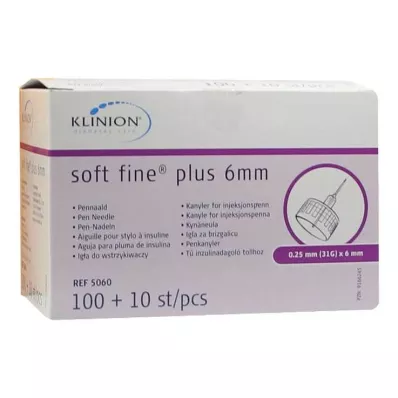 SOFT FINE plius kaniulės 6 mm 31 G 0,25 mm, 110 vnt