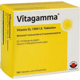 VITAGAMMA Vitaminas D3 1000 TV tablečių, 200 kapsulių