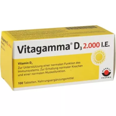 VITAGAMMA D3 2 000 TV vitamino D3 NEM Tabletės, 100 vnt