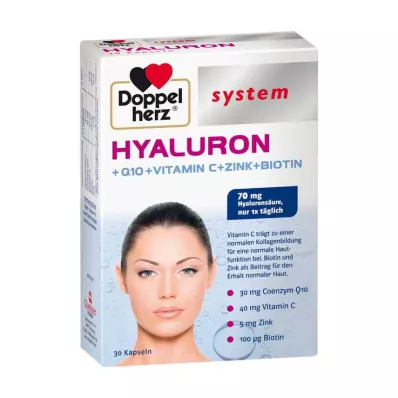 Doppelherz sistema Hyaluron+Q10+Vitamin C+Cinc+Biotin kapsulės, 30 vnt Doppelherz sistema Hyaluron+Q10+Vitamin C+Cinc+Biotin kapsulės, 30 vnt