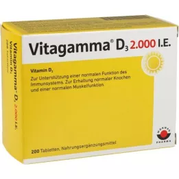 VITAGAMMA D3 2 000 TV vitamino D3 NEM Tabletės, 200 vnt