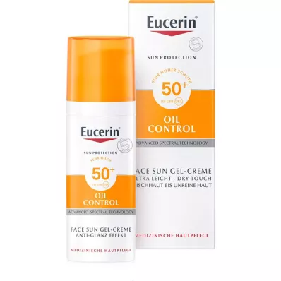 EUCERIN Saulės gelis-kremas Oil Contr.Anti-Gl.Eff.SPF50+, 50 ml